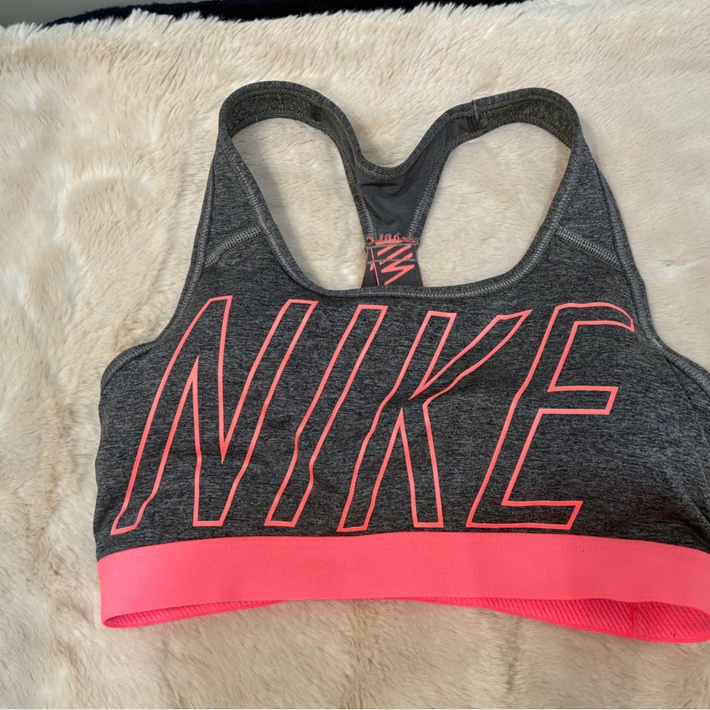Nike Charcoal and Neon Pink Sports Bra